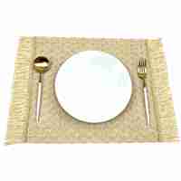 Napperons Bohèmes Ondulés Tressés avec Franges Crème, Napperon Rectangulaire Décoratif en Macramé pour Fêtes et Mariages, Vente en Gros
