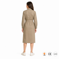 Robe chemise en coton 220 GSM pour femme, décontractée, quotidienne, à col, boutonnée, avec ceinture, coupe droite ajustée, confortable, logo personnalisé, OEM ODM, tailles XS-5XL