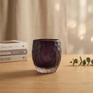 Photophore en verre gaufré violet fait main, à facettes, résistant à la chaleur, réutilisable, pour décoration intérieure, Pâques - Product Image 1