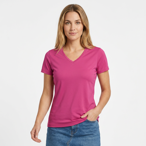 Women's O-Neck Short Sleeve T-Shirt 100% Cotton Jersey Regular Fit Solid Pink Casual Spring Summer Breathable Anti-Wrinkle 180g - Product Image 1