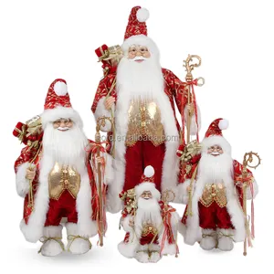 Customizable Standing Shiny Red Golden Santa Claus Fashion Popular Xmas Ornaments For Holiday