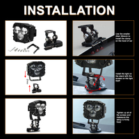 OVOVS Spot de travail tout-terrain à haute luminosité avec supports de lumière de capot en acier inoxydable noir pour camion SUV tout-terrain