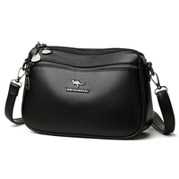 Tas Selempang Wanita Custom Grosir, Tas Bahu Kulit Pebbled, Tas Tangan Kulit PU Imitasi Logo Kanguru dengan 2 Tali OEM