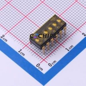 DSIC06THGET DIP Switch Through hole Component (THT) Switch Flat Toggle, Groove Type Single Pole Single Throw 6 PC Pin - Product Image 1