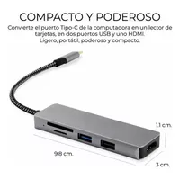 Hub HDMI 4K USB 3.0 avec lecteur de carte SD Micro SD, adaptateur métallique de type C vers type C, transfert de données 5 ports jusqu'à 3 Mbps pour ordinateur portable