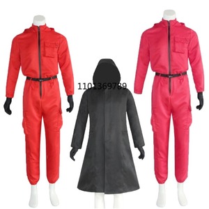 Disfraz de Cosplay de Juego de Película de Tv de <span class=keywords><strong>Drama</strong></span> Coreano, Mono Rojo, Máscara de Círculo Cuadrado Redondo, Fiesta de Carnaval de Halloween - Product Image 4
