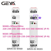 Relais de surveillance de tension GEYA GRV8-03 M265 3P+N, relais de commande triphasé 4 fils, 10A 220V