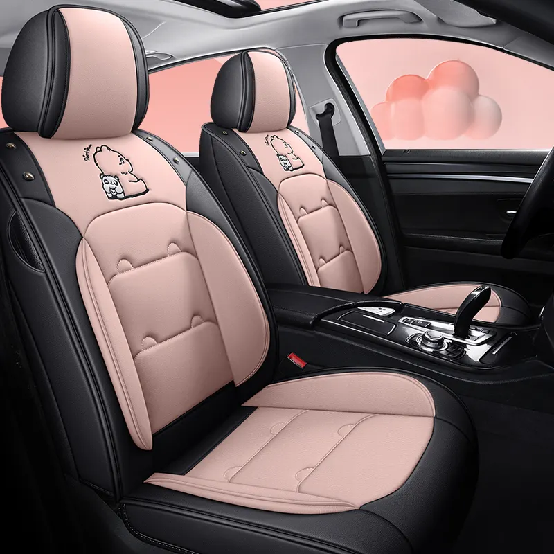 Car Seat Covers Full Set Luxury PU Leather Automotive Vehicle Seat Cushion Universal Fit for Cars, Trucks, SUVs