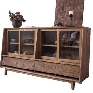 Aparador de madera maciza de olmo antiguo, hecho a mano, versátil, para sala de estar, cocina, exhibición de té y vino - Product Image 5