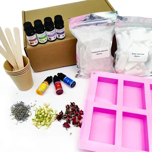 Soap Making Supplies Kit DIY Kits for Adults and Kids Organic Solid Homemade Soap Includes Glycerin Soap Base Silicone Molds