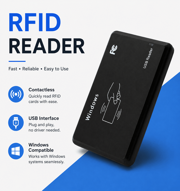 125khz USB RFID Reader Proximity EM ID Card Reader Desktop Smart Card Reader for Access Control System Attendance Management