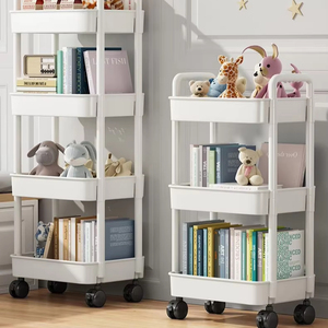 Chariot roulant à 3/4 niveaux, organisateur de rangement mobile pour cuisine, salle de bain, chambre, bébé et collations, étagère multifonctionnelle et roulettes - Product Image 1