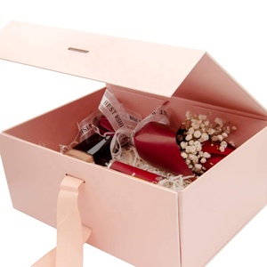 Nastro di raso rosa personalizzato scatole regalo di nozze pieghevoli e magnetiche per damigelle finitura opaca per artigianato e feste - Product Image 2