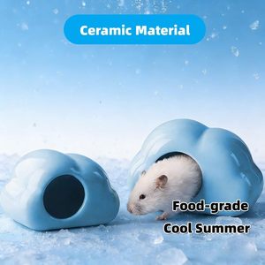 Niche en céramique en forme de nuage bleue XL, lit rafraîchissant pour hamsters nains, souris et gerbilles - Product Image 2