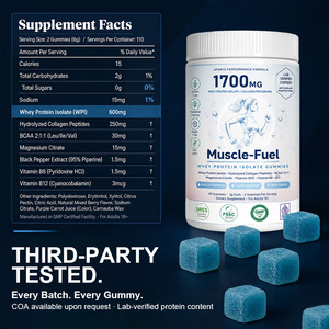 Gummies d'Isolat de Protéine de Lactosérum Zéro Sucre 1700mg – Complexe de Peptides BCAA pour la Récupération Musculaire Maigre, Formule Performance Sportive Non-OGM, 60 Unités - Product Image 5