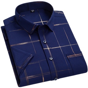 <span class=keywords><strong>Camisa</strong></span> de Vestir para Hombre, <span class=keywords><strong>Antiarrugas</strong></span>, Sin Plancha, Elástica, Corte Entallado, Manga Corta, Casual, Blanca, Negra, Azul, Roja, Formal - Product Image 1