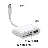 Type-C 3-en-1 lecteur de carte SD intelligent Dongle adaptateur multiport USB externe pour téléphone et tablette Micro Interface lit SD TF