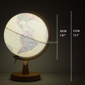 LED beleuchtete Kugel mit Massivholz basis Modernes Nachtlicht für Office Home Study & Geographie Teaching Decorative <span class=keywords><strong>Desk</strong></span> Light - Product Image 5