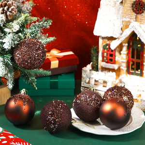 Ensemble de 6 boules de Noël colorées de luxe de 8 cm, incassables, en forme de nœud, pour la décoration de l'arbre de Noël, la décoration de la maison et les fêtes - Product Image 5