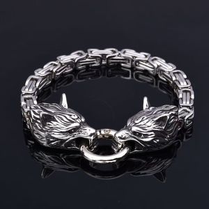 Personalized Men's Stainless Steel Vintage Chain Wristband Viking Fury <strong>Wolf</strong> Design Bracelet Gift <strong>Jewelry</strong> Wholesale - Product Image 6