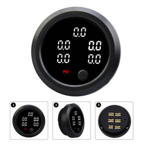 새로운 업그레이드 5 in 1 PSI/BAR 스위치 디스플레이 에어 서스펜션 게이지 에어 라이드 공기 압력 게이지 0-220 PSI (5 개 1/8NPT 센서 포함) - Product Image 2