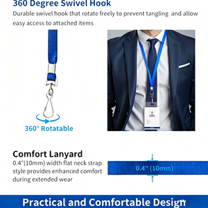 Longe de <span class=keywords><strong>cou</strong></span> en vrac en polyester avec clip et crochet pivotant porte-clés simple pour badges d'identification étiquettes nominatives clés - Product Image 5