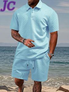 Ensemble <span class=keywords><strong>Homme</strong></span> Premium Joychuang <span class=keywords><strong>en</strong></span> Jacquard Fin – T-shirt et Short Respirants pour l'Été – Tenue Légère et Décontractée pour <span class=keywords><strong>Homme</strong></span> - Product Image 1