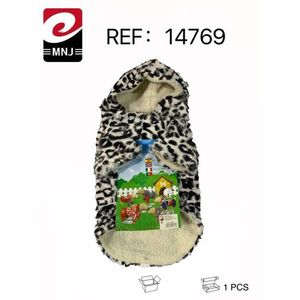 MNJ Dog Clothes Leopard Print Fleece Hooded Pet Coat For Small Dogs 1 PCS - Product Image 3