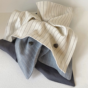 Élastiques à cheveux pour femmes coréennes, bandeaux carrés à rayures en forme de cœur, accessoires de mode pour cheveux - Product Image 4