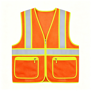 Orange Mesh Adjustable Cart Attendant Safety Vest One Size Fit All Worker Reflective Clothing - Product Image 1