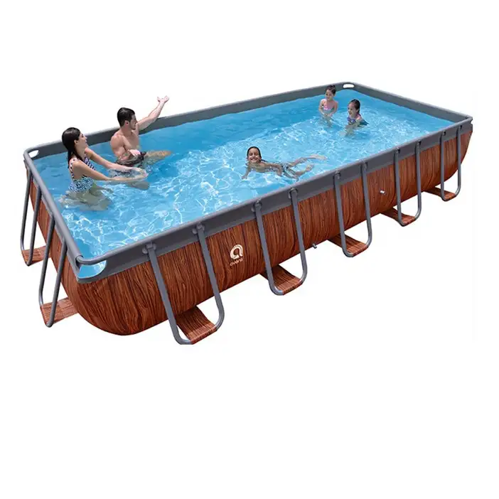 13ft Rectangular Ultra Metal Rectangular Swimming Pool Frame Above Ground Pool Commercial Portable PVC Swimming Pool