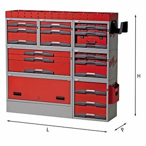 Armoire de rangement d'outils 5006 E8 rouge en métal, organiseur d'atelier robuste avec système de tiroirs pour usage automobile - Product Image 1