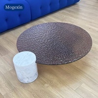 Table basse moderne de style nordique à effet d'ondulation de l'eau, facile à nettoyer, salon, appartement, villa, hôtel, table à thé en verre tendance Wabi Sabi