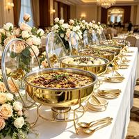 Plat de service élégant en verre avec couvercle de luxe pour buffet, chauffe-plats, matériel de restauration hôtelière et autres fournitures hôtelières