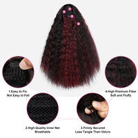 Extension de queue de cheval synthétique afro bouclée de haute qualité, style Yaki lisse, vente en gros pour femmes noires