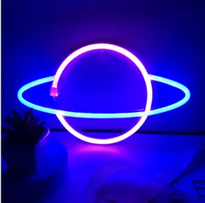 Lampu Led Neon Dekorasi Seni, Lampu Neon Planet, Lampu Dinding Neon, Lampu Tanda Led, Lampu Malam Neon Planet Lucu