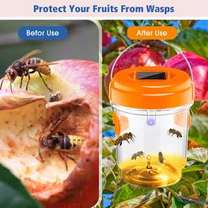 Trampa LED ecológica para control de plagas de moscas de la fruta, trampa para avispas, buen diseño impermeable de plástico, alimentado por energía Solar, mosquitos, pulgas, moscas de la fruta - Product Image 5