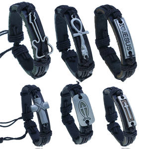 ट्रेंडी धार्मिक स्ट्रिंग बैंड बंगल क्रॉस आई प्रेमी जेसस शेर आकार लड़की - Product Image 1