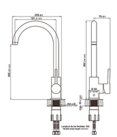 Robinet de cuisine monocommande en acier inoxydable noir, finition brûlée, avec douchette extractible, contrôle eau chaude/froide, à économie d'eau, pour montage sur plan.