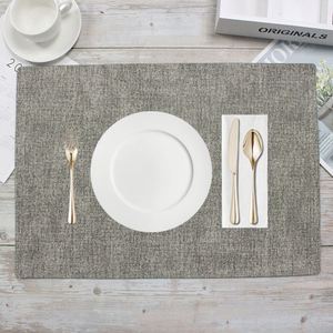 Faux Linen Waterproof & Heat Resistant Mats 43*30Cm <b>Placemats</b> <b>for</b> Dining <b>Table</b> - Product Image 4