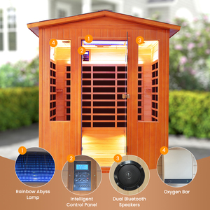 Sauna extérieur en <span class=keywords><strong>bois</strong></span> massif de sapin canadien, imperméable, pour 2 personnes, infrarouge lointain, avec panneau numérique et barre à oxygène - Product Image 6