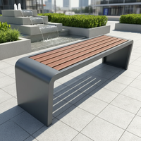 Banc long d'extérieur en bois massif et aluminium au design moderne, 3 places, pour parc public ou patio, idéal pour écoles ou hôtels