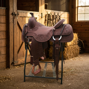 Silla de montar inglesa de cuero de búfalo auténtico pulido, hecha a mano, ecológica, con brida para caballo, fabricada en India - Product Image 1