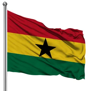 Настраиваемый полиэстер атласная ткань, закрученные флаги 3x5, пользовательский флаг мира, флаг Ганы