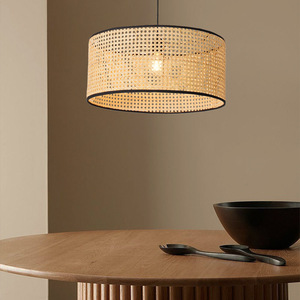 Japanese Rattan Pendant <b>Light</b> Round E27 Led Bulb Nordic Style Bedroom <b>Dining</b> Room Balcony Lighting Fixture - Product Image 3