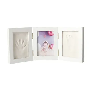 Kit Handprint bebê & Footprint Photo Frame para Meninas e Meninos Recém-nascidos Álbum de Fotos do Bebê para Registro Duche