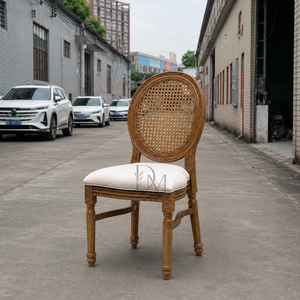 <b>Round</b> Cane Back Wood Wedding Chair <b>Padded</b> <b>Seat</b> Banquet Seating for Event Rental and Wholesale - Product Image 4
