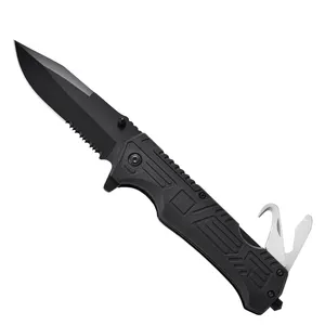 Nylon corrugated handle Clasp folding Knife 3Cr13 blade Multi-functional camping survival pocket knife hunting knife