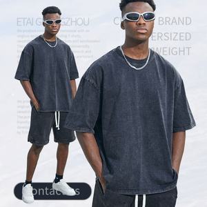 เสื้อยืดวินเทจตัดและเย็บแบบกรดเสื้อยืดย้อนยุคโลโก้ออกแบบได้ตามต้องการ - Product Image 1