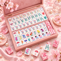 Jeu de Mahjong Américain Personnalisé à Motifs Floraux, Tuiles de Mahjong Rose Perle, Design Floral Imprimé sur Mesure, Jeu de Table Cadeau